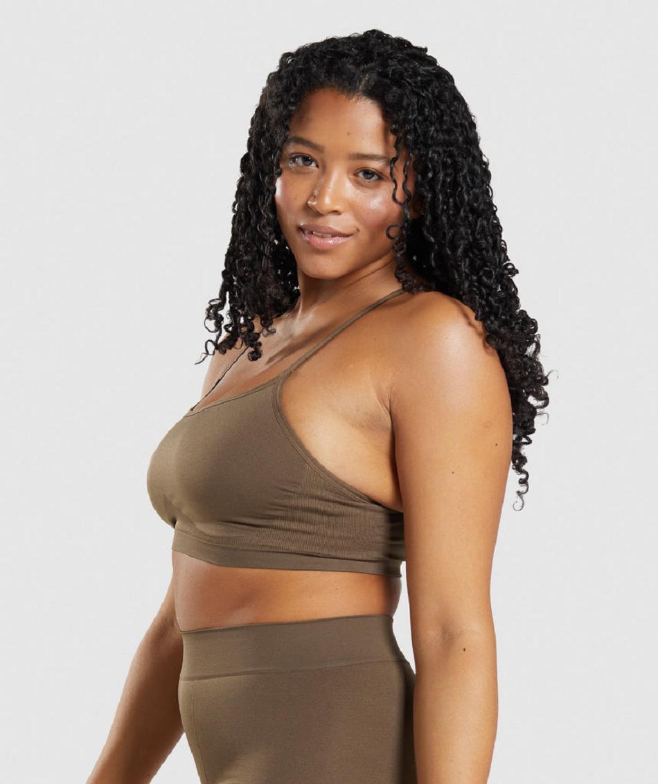 Bralette Damskie Gymshark Seamless Scoop Neck Brązowe | PL 3140DFM